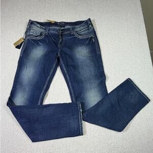 NWT Silver Jeans Women 32x31 Blue Aiko Fit Mid Rise Slim Denim Jeans Stretch Fit